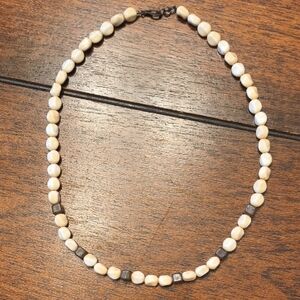 Cream and Brown Beaded Necklace